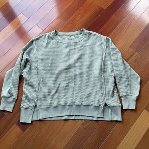 American Eagle Outfitters Heather Sage Waffle Knit Pullover